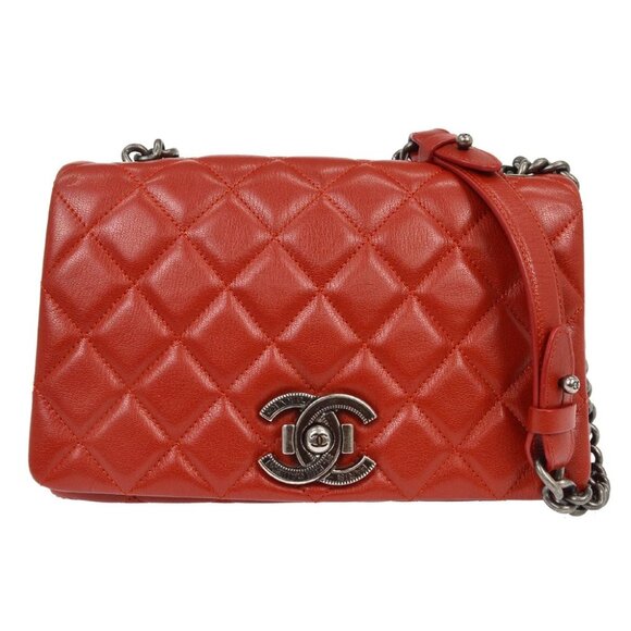 Chanel Red Calfskin Full Flap Shoulder Bag - Picture 1 of 6